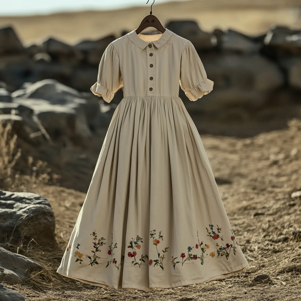 Women's Vintage Elegant Lapel Puff Sleeve Dress elevenforest