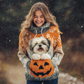 Halloween Cute Pet Dog Women's Knit Hooded Sweater artswardrobe