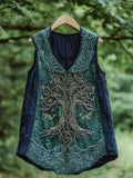 Boho Viking Tribal Celtic Knot Life Of Tree Patchwork Art Sleeveless Tank Top elevenforest