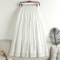 Vintage Lace Embroidered Art Linen Blend Skirt elevenforest
