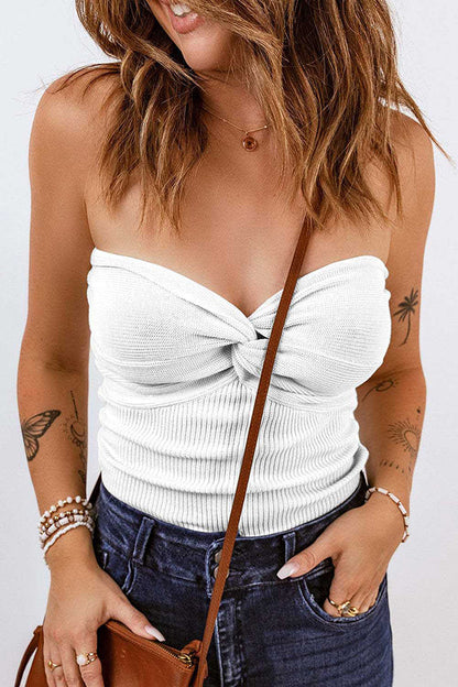 Tube Knit Ribbed Slim Backless Tank Top