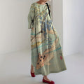 Women's Retro Japanese Flower And Fish Art Print Midi Dress elevenforest