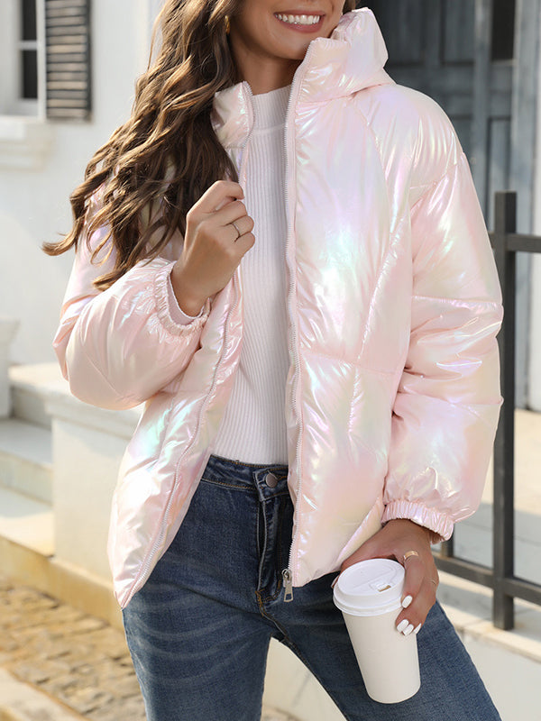 Long Sleeves Loose Split-joint Hooded Padded Coat