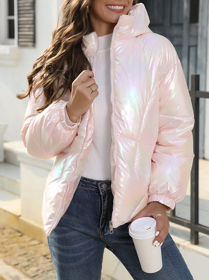 Long Sleeves Loose Split-joint Hooded Padded Coat