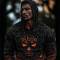 Men's Halloween Spooky Celtic Skull Hooded Cozy Chunky Sweater elevenforest