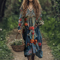 Vintage Floral Print Midi Dress elevenforest