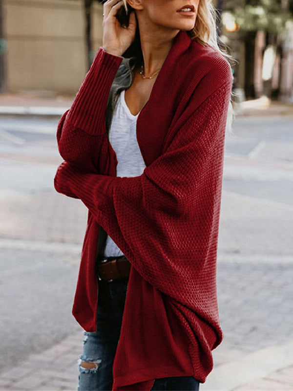 Batwing Sleeves Loose Color Cardigan Tops