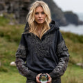 Viking Celtic Knot Inspired Tribal Cotton And Linen Hoodie elevenforest