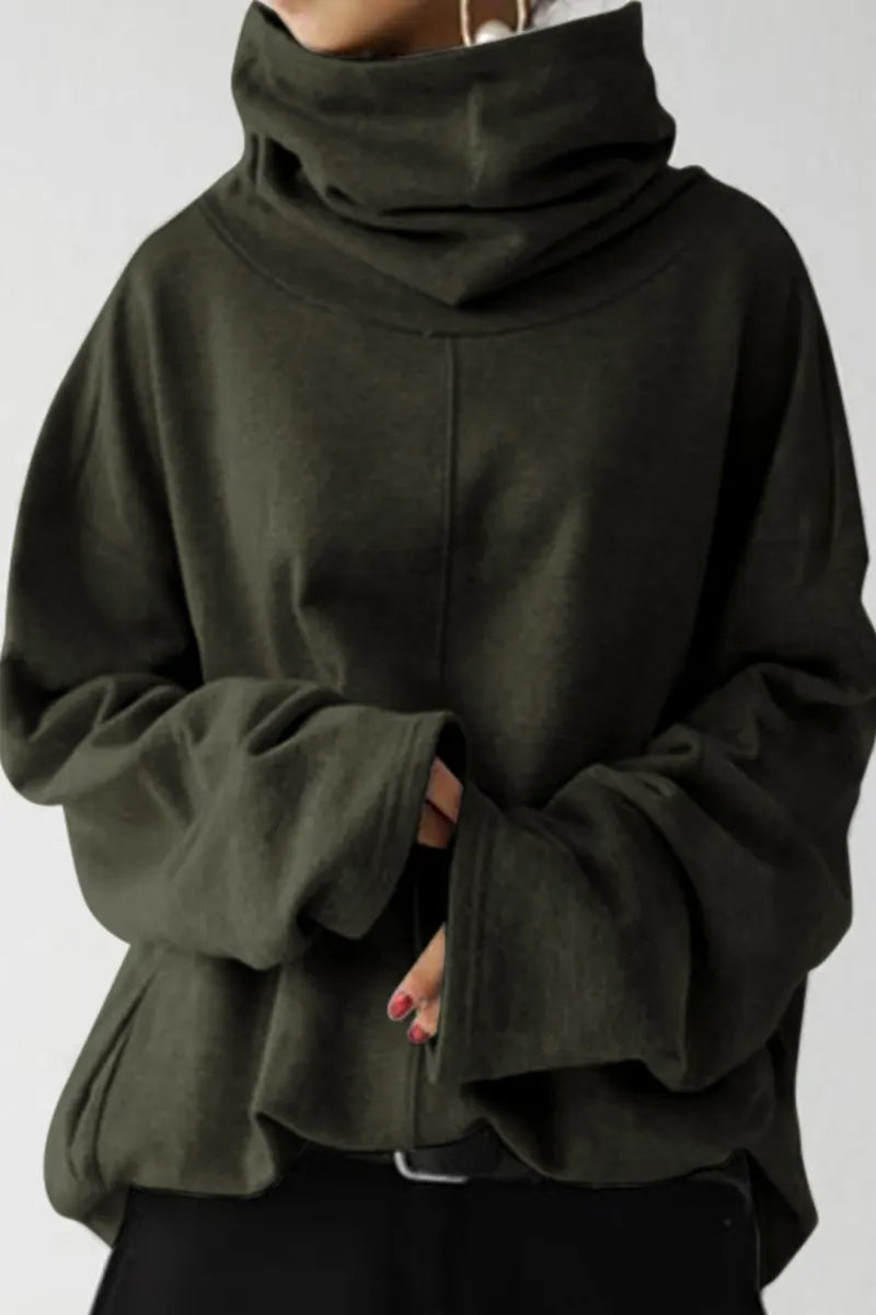 Patchwork Pocket Turtleneck Hoodies(5 Colors)