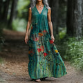 Women's Floral Art Print Cotton Dress elevenforest