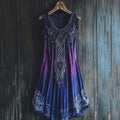 Vintage Celtic Gradient Lace Linen Tank Dress elevenforest