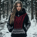 Women's Viking Totem Celtic Knot Retro Pocket Hooded Sweater elevenforest