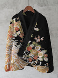 Japanese Chrysanthemum Floral Art Cozy Fleece Kimono Cardigan elevenforest