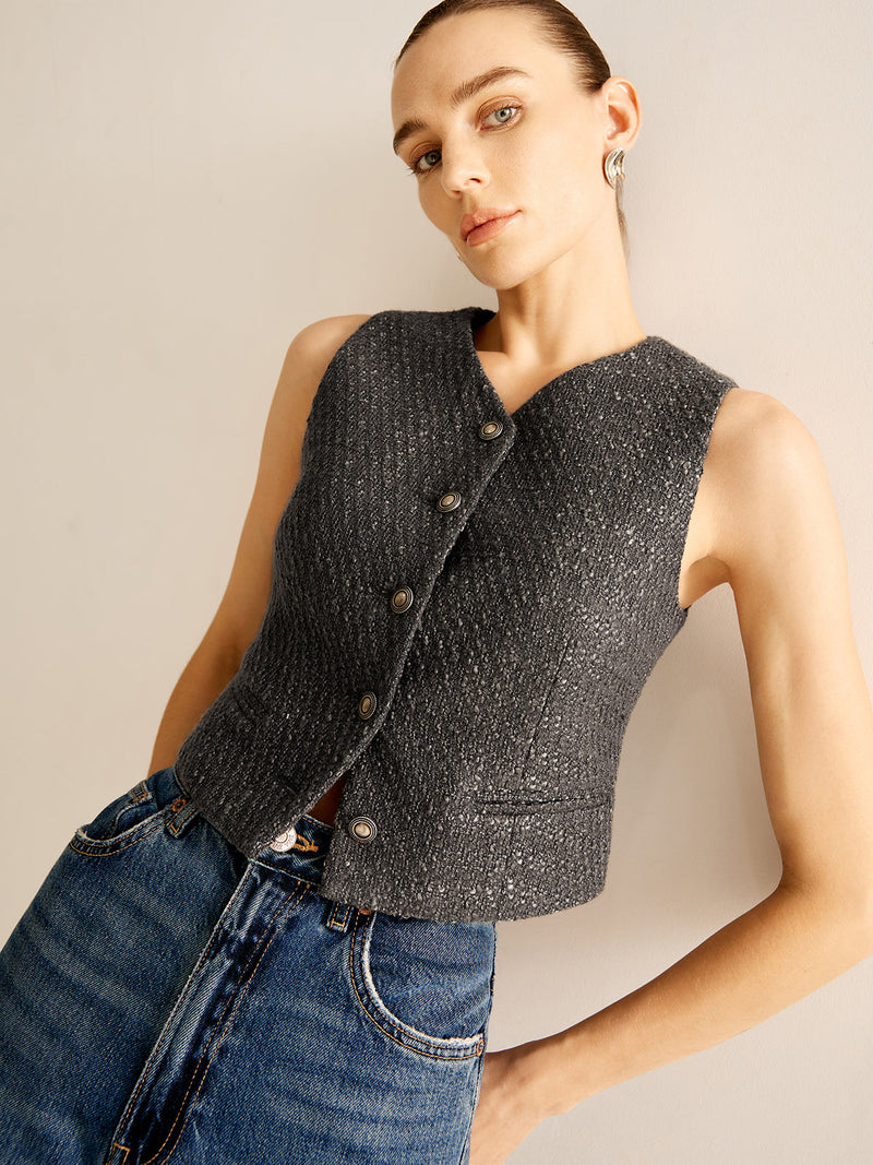 Tweed Breasted Vest
