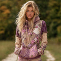 Vintage Boho Floral Patchwork Art Women's Hooded Sweatshirt elevenforest