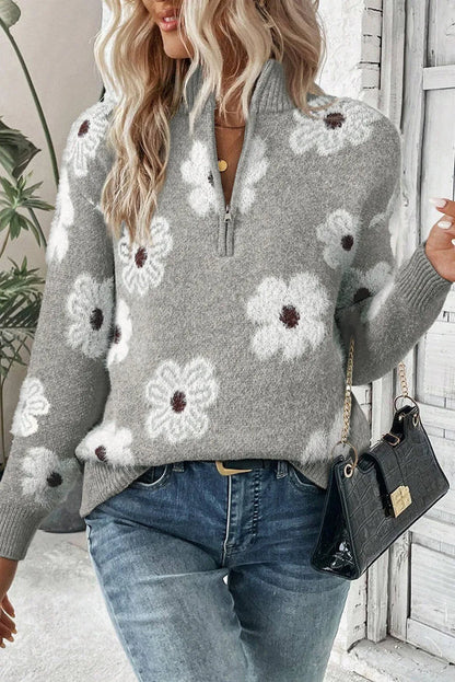 Junia® | Floral half zip sweater