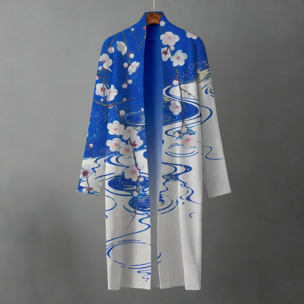Japanese Cherry Blossom Art Knit Kimono Cardigan elevenforest