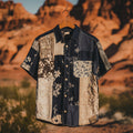 Men's Applique Patchwork Art Casual Short Sleeve Shirts elevenforest