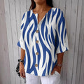 Women's Retro Geometric Pattern Linen Blend Casual Shirt elevenforest
