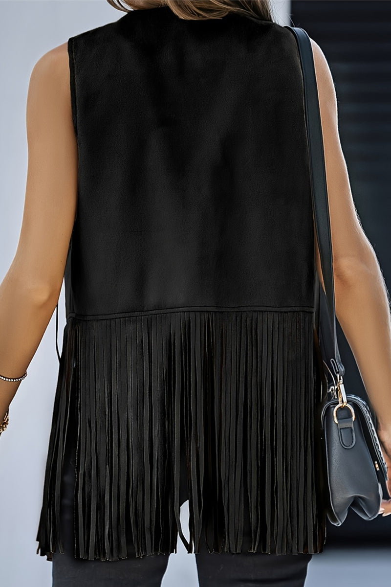 Color Fringed Trim V Neck Waistcoats(6 Colors)