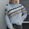 Vintage Icelandic Irregular Geometric Knit Turtleneck Sweater elevenforest