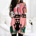 Comstylish Women'S Hide And Seek Kitten Pattern Tunic