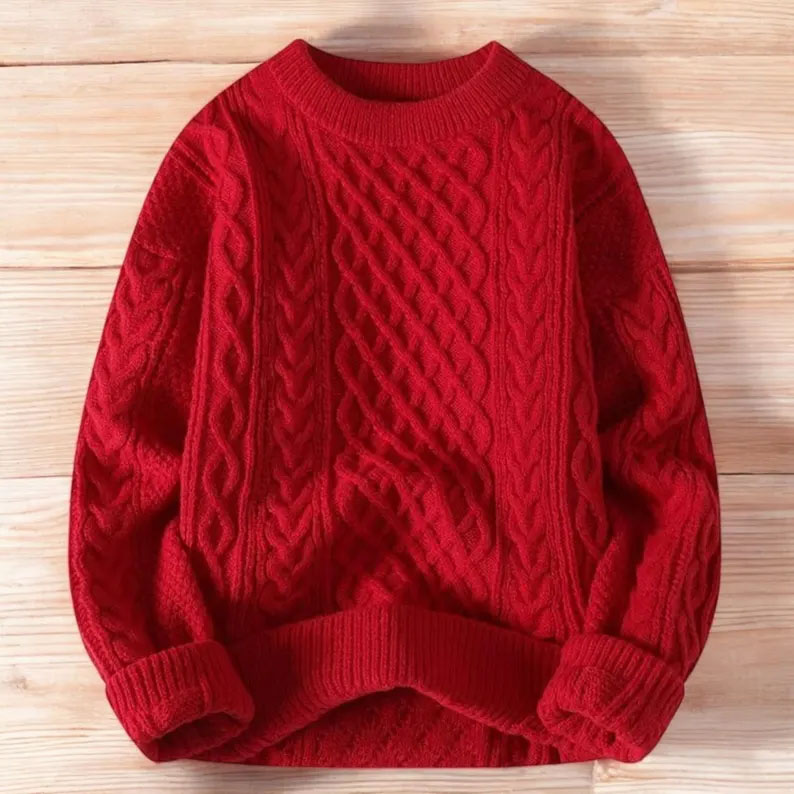 Cozy Autumn Winter Knit Sweater Loose Fit Vegan-Friendly Pullover Warmth Knitted Jacquard Unisex Sweater artswardrobe