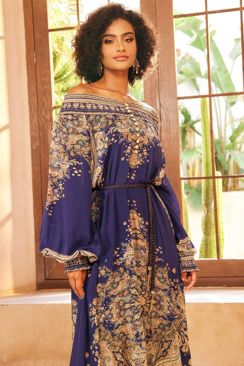 Leila Paisley-print Long Sleeves Maxi Dress