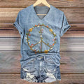 Hippy Art Print V-Neck T-Shirt