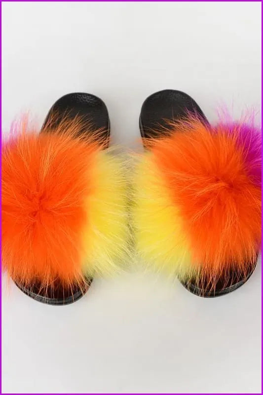 {5-7 Days Wait for Make} New Color Raccoon Fur Slides F580