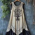 Women's Vintage Tribal Viking Tree Of Life Lace Panel Dress elevenforest