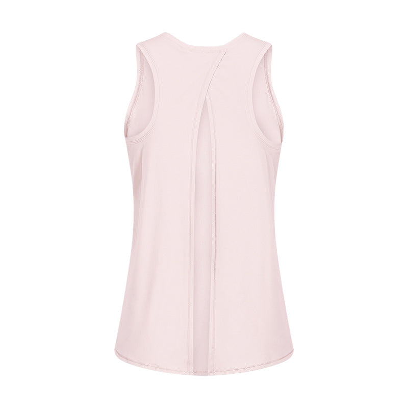 Spring Summer Nude Feel Skin Friendly Lace-up Vest Bow Beauty Back Loose Breathable Running Sports Blouse