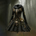 Comstylish Women's Halloween Skull Flower Moss Witch Sweater Dress