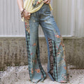 Boho Floral Patchwork Pattern Bottom Jeans elevenforest