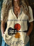 Women's Hippie Whisper Words Of Wisdom Print Casual Short Sleeve Cotto