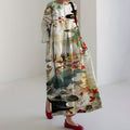 Comstylish Women's Japanese Flora Art Print Midi Dress