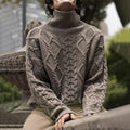 Men's Vintage Aran Jacquard Turtleneck Sweater elevenforest