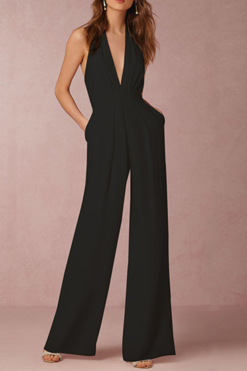 Patchwork Halter Boot Cut Jumpsuits(6 Colors)
