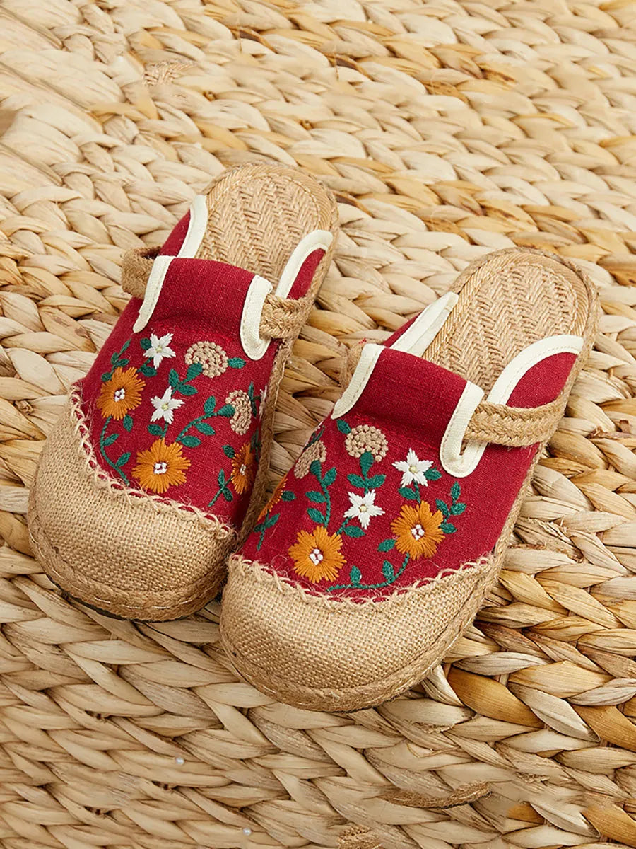 Summer Flower Embroidery Slippers Cc050