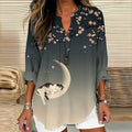 Comstylish Japanese Moon Kitty V-neck Cotton And Linen Top