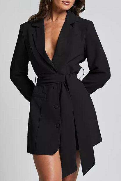 Formal Color Lace Up Buttons Turn-back Collar Outerwear(3 Colors)