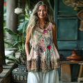 Vintage Floral Print Sleeveless Tank Top elevenforest