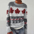 Women's Canadian Maple Leaf Cozy Knit Jacquard Sweater elevenforest