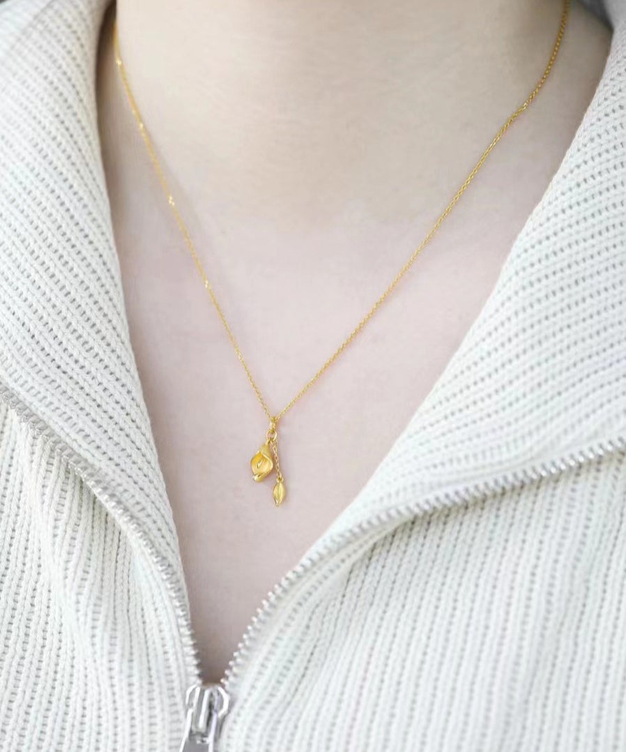 Gold Sterling Silver Overgild Lo Pendant Necklace