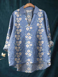 Women's Vintage Floral Print Casual Shirt elevenforest