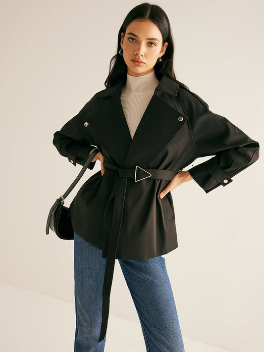 Lapel Belted Trench Coat