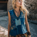 Japanese Floral Patchwork Art Tank Top elevenforest
