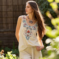 Vintage Bohemian Floral Linen Vest elevenforest