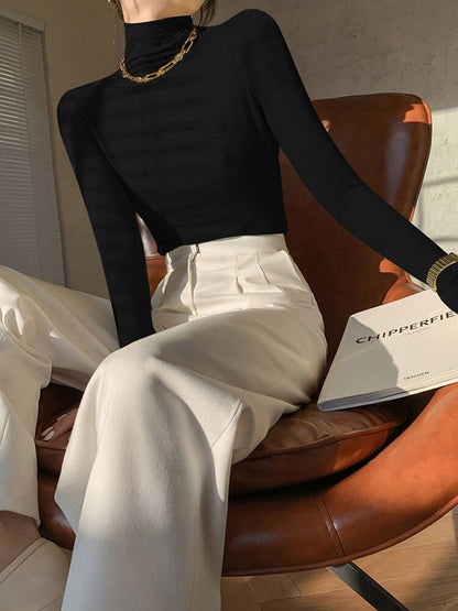 Woman Tshirts ’s Turtleneck Long-sleeved T-shirt Autumn Winter Coat Tops Mujer Camisetas