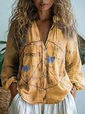 Love Peace Pattern Art Print Casual Long Sleeve Comfortable Cotton Shi